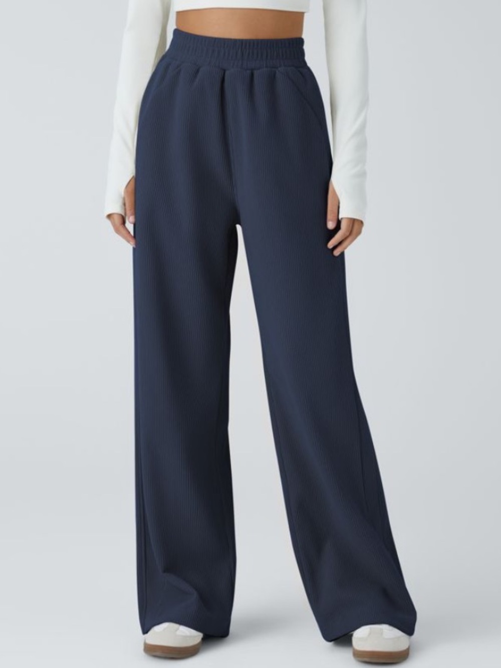 High Waisted Pocket Baggy Mop Corduroy Casual Pants size large tall wide leg